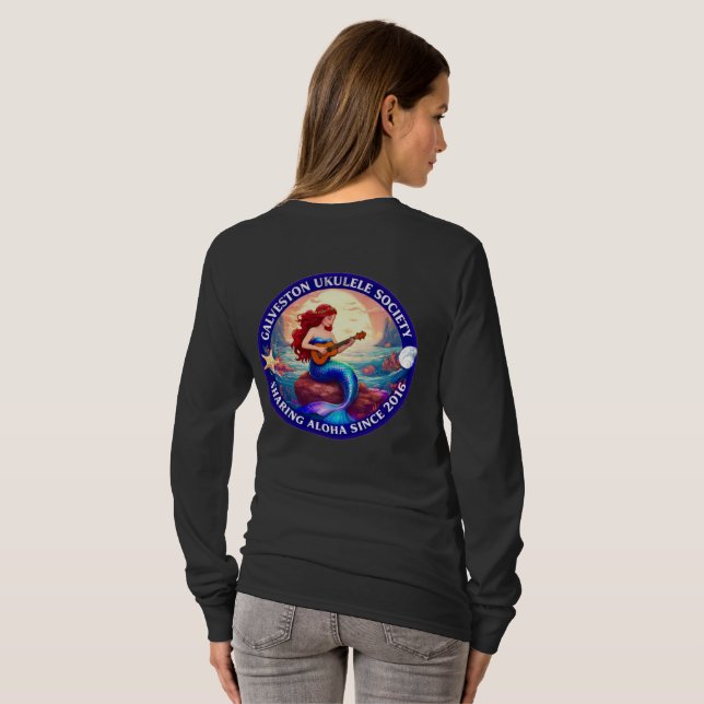 Galveston Ukulele Society Mermaid Shirt Women LS (Schwarz voll)