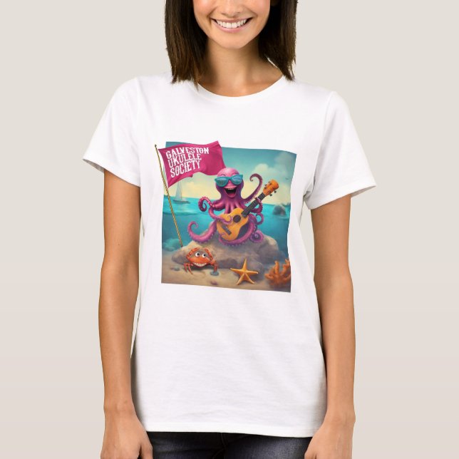 Galveston Ukulele T - Shirt Octopus FrLarge (Vorderseite)
