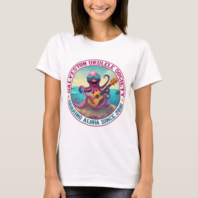 Galveston Ukulele Women's T - Shirt Lg Octopus Fro (Vorderseite)