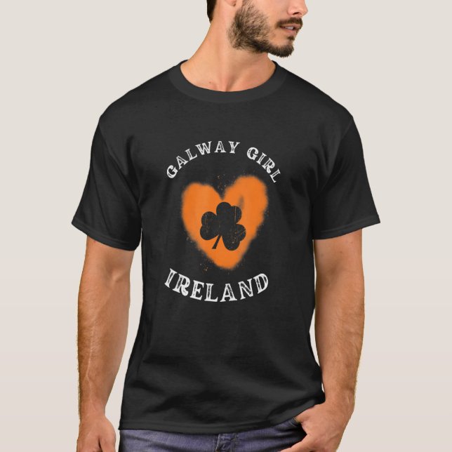 GALWAY GIRL Shamrock Gaelic Football and Hurling V T-Shirt (Vorderseite)