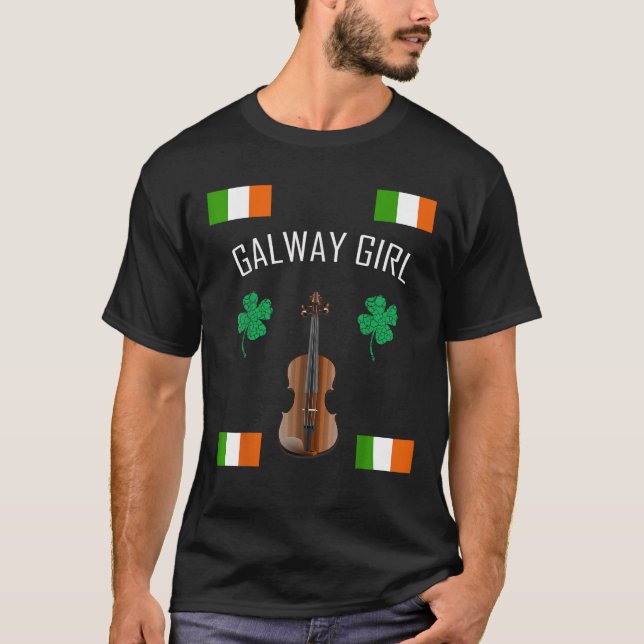 Galway Girl T Shirt Men Women Youth Ireland Flag T (Vorderseite)