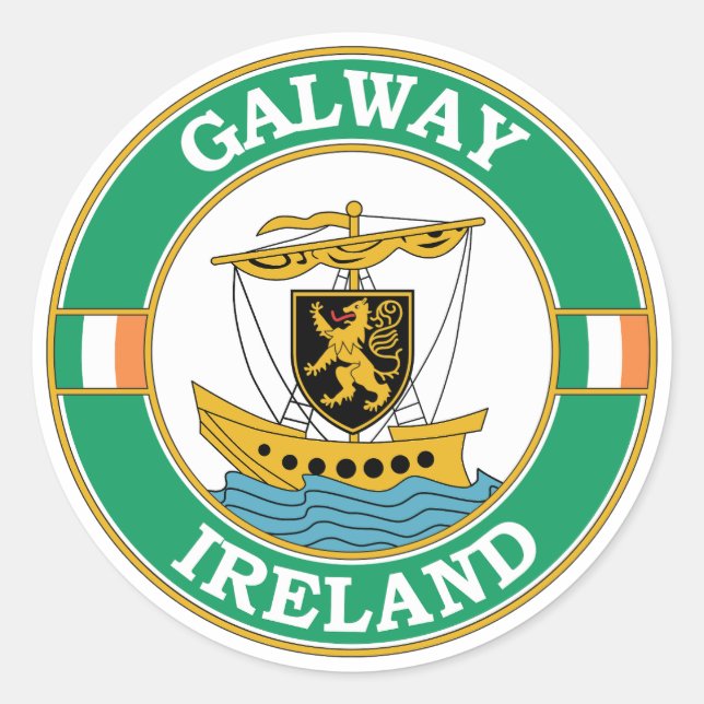 Galway Ireland Circle Emblem Runder Aufkleber (Vorderseite)