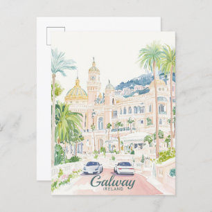 Galway Ireland Gouache Paint Illustration Travel Postkarte