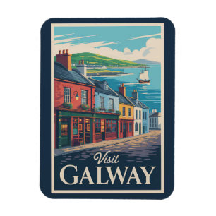 Galway Ireland Illustration Travel Art Vintag Magnet