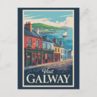 Galway Ireland Illustration Travel Art Vintag