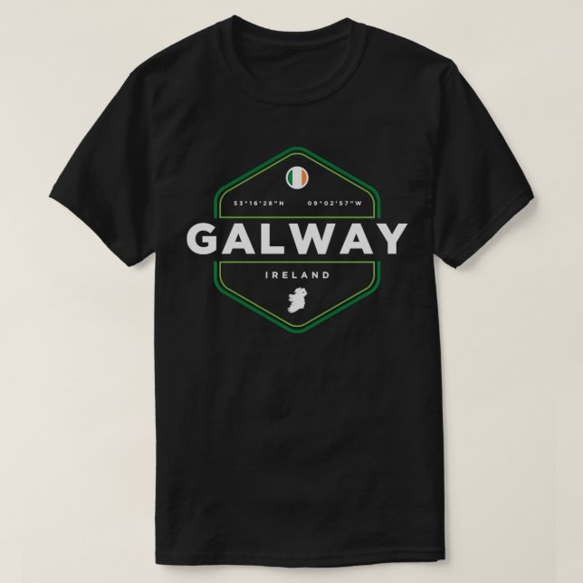 Galway Ireland Map Flag Graphic  T-Shirt (Design vorne)