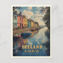 Galway Ireland Retro Irish Sehenswürdigkeit Postkarte