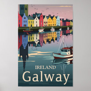 Galway Ireland Vintager berühmter Reiseort Poster