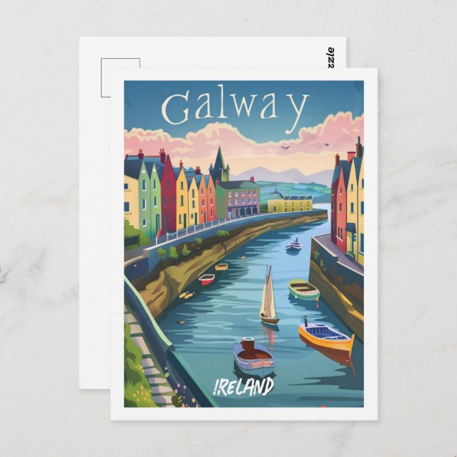 Galway Ireland Vintager berühmter Reiseort Postkarte (Vorne/Hinten)