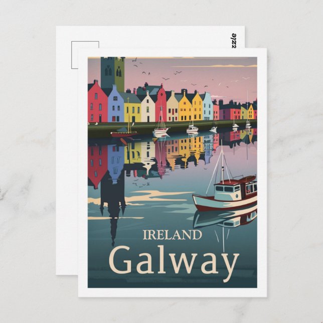 Galway Ireland Vintager berühmter Reiseort Postkarte (Vorne/Hinten)