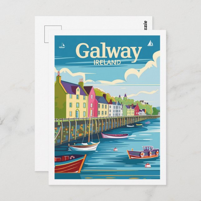 Galway Ireland Vintager berühmter Reiseort Postkarte (Vorne/Hinten)
