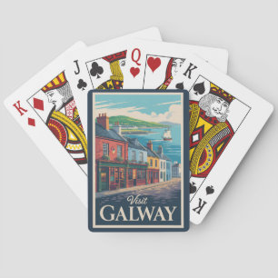 Galway Irland Illustration Reise Kunst Vintage Spielkarten