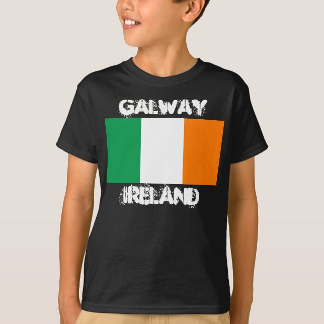 Galway, Irland mit irischer Flagge Boys T-Shirt (Vorderseite)