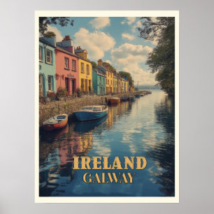 Galway Irland Retro Irisches Wahrzeichen Poster