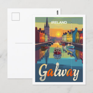 Galway Irland Vintage Berühmter Reiseort Postkarte