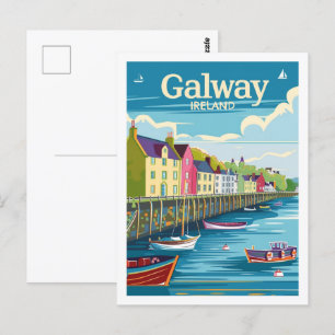 Galway Irland Vintage Berühmter Reiseort Postkarte