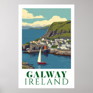 Galway Irland Vintage Hafen Reise Kunst Poster