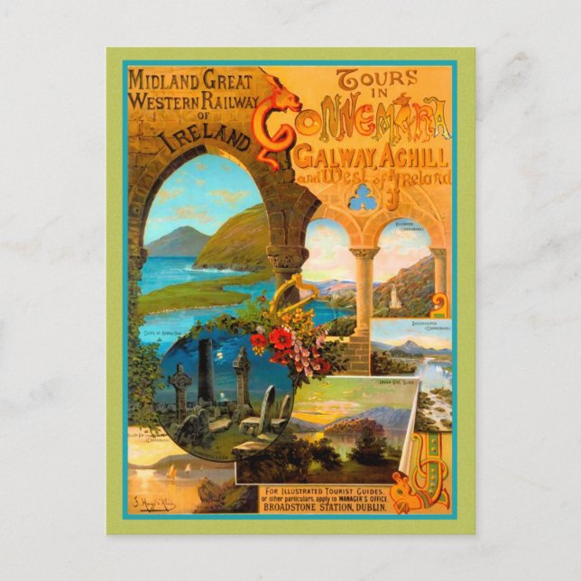 Galway Travel Poster Postkarte (Vorderseite)