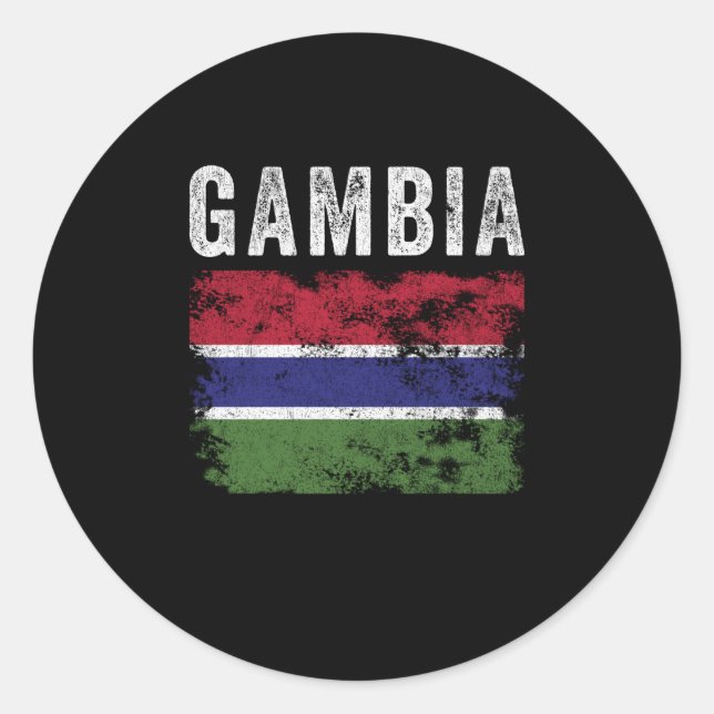 Gambia Flag erschüttert - Gambianische Flagge Runder Aufkleber (Vorderseite)