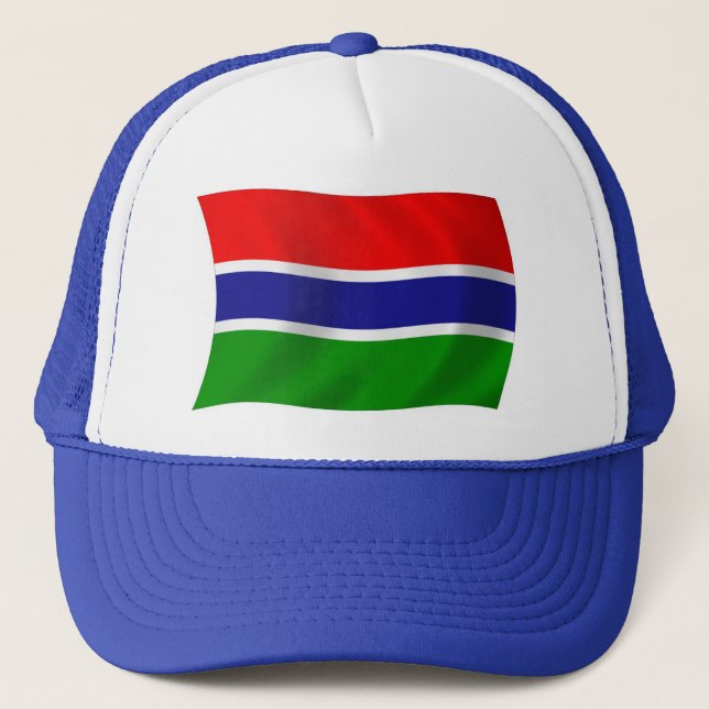 Gambia Flag Hat Truckerkappe (Vorderseite)