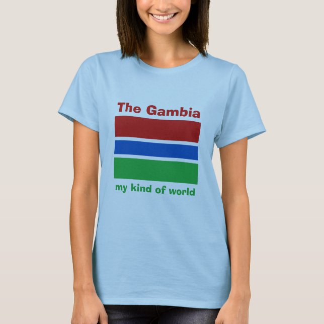 Gambia Flag + Karte + Text T - Shirt (Vorderseite)