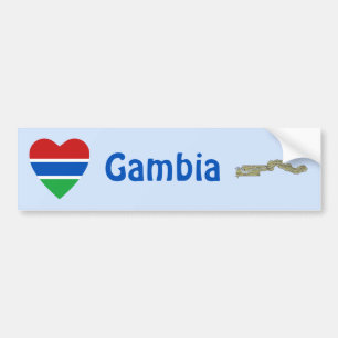 Gambia-Flagge Herz + Karte Aufkleber Autoaufkleber