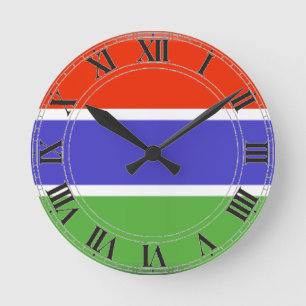 Gambia-Flagge Runde Wanduhr