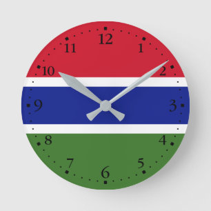 Gambia-Flagge Runde Wanduhr