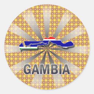 Gambia-Flaggen-Karte 2,0 Runder Aufkleber