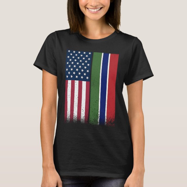 Gambia Gambian American Flags Proud USA Gambia T-Shirt (Vorderseite)