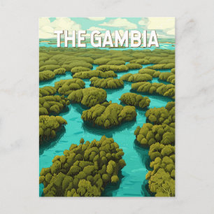 Gambia Illustration Reise Kunst Vintage Postkarte