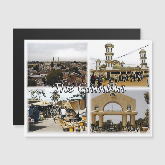Gambia - Mosaik - Magnetkarte (Vorne/Hinten)