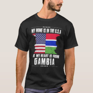 Gambian American Patriot Grown Proud Zuhause Heart T-Shirt