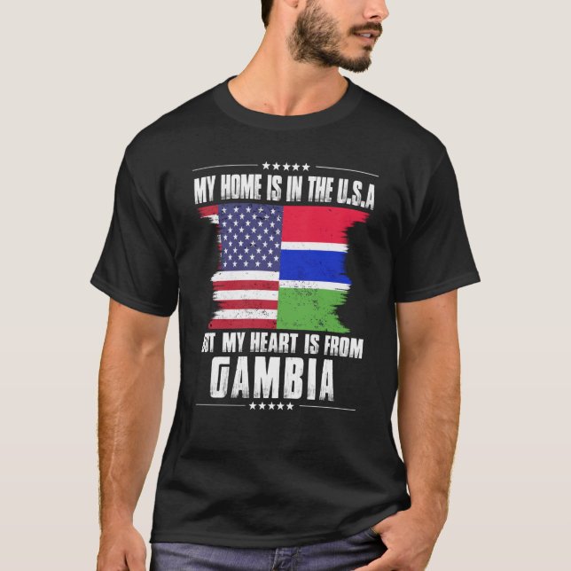 Gambian American Patriot Grown Proud Zuhause Heart T-Shirt (Vorderseite)