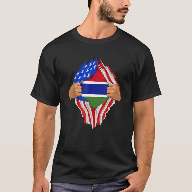 Gambian Blood Inside Me Gambia Flag Geschenk T-Shirt (Vorderseite)