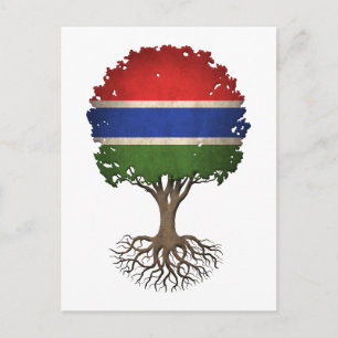Gambian Flag Tree of Life anpassbar Postkarte