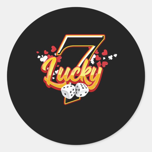 Gambler Casino Lucky 7 Seven Dice Game Gambling Runder Aufkleber (Vorderseite)