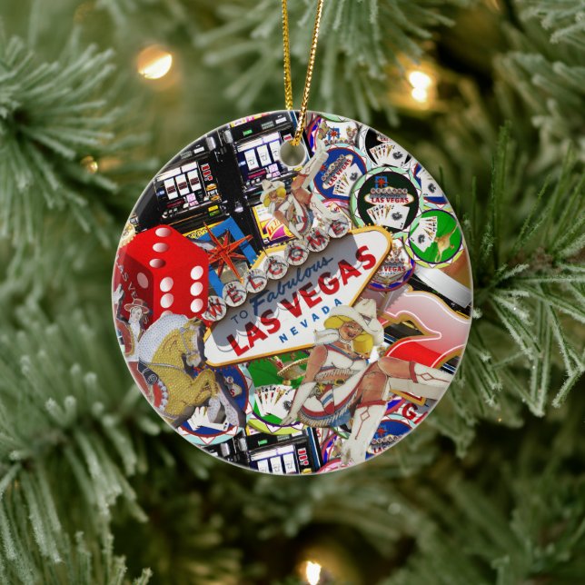 Gamblers Delight - Las Vegas Icons Hintergrund Keramik Ornament (Baum)