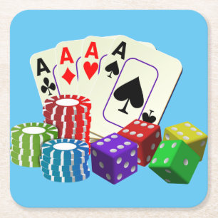 Gambling Casino Poker Chips Rechteckiger Pappuntersetzer