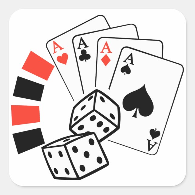 Gambling-Montage Quadratischer Aufkleber (Vorderseite)