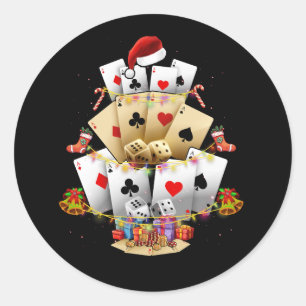 Gambling Poker Game Xmas Licht Weihnachtsbaum A Runder Aufkleber