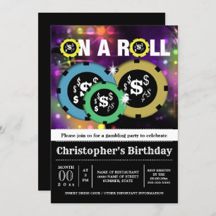 Gambling Roulette Chips Vegas Party Diskothek Einladung