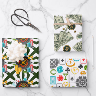 Gambling Wrapping Paper Flat Sheet Set 3 Geschenkpapier Set