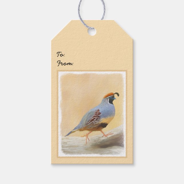Gambrel's Quail Painting Original Bird Art Geschenkanhänger (Vorderseite)