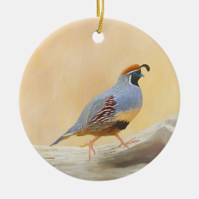 Gambrel's Quail Painting Original Bird Art Keramik Ornament (Vorne)