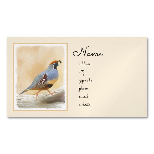 Gambrel's Quail Painting Original Bird Art Magnetische Visitenkarte (Vorderseite)