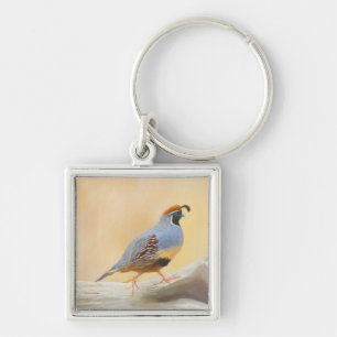 Gambrel's Quail Painting Original Bird Art Schlüsselanhänger
