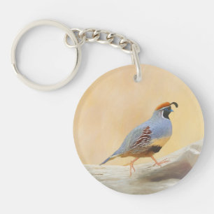 Gambrel's Quail Painting Original Bird Art Schlüsselanhänger