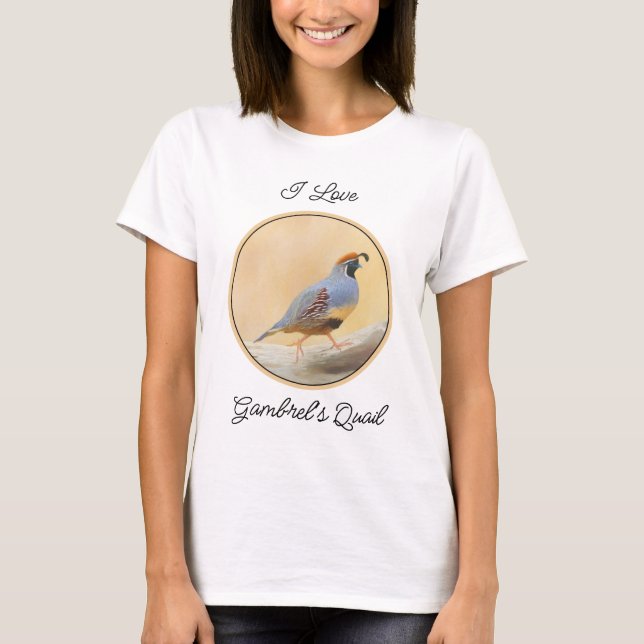 Gambrel's Quail Painting Original Bird Art T-Shirt (Vorderseite)