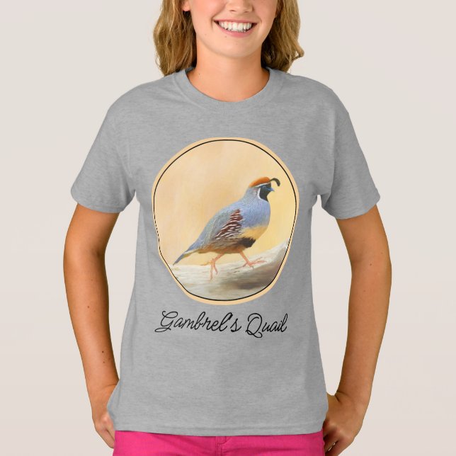 Gambrel's Quail Painting Original Bird Art T-Shirt (Vorderseite)